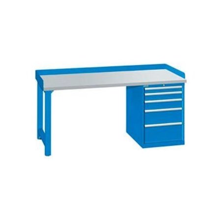 LISTA INTERNATIONAL 72x30x35.25 Cabinet & Leg workstation w/5 drawers, back & end stops/plastic laminate top XSWB43-72PT-BB